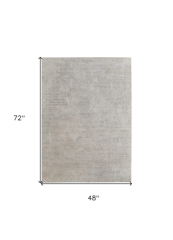 HomeRoots 3' Hand Woven Gray and Ivory Abstract Area Rug – Artisan Crafted for Modern Homes and Cozy Spaces 4' X 6' 566846