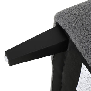 English Elm Christopher Knight Home® - Upholstered Teddy Fleece Armchair with Tufted Back, Contemporary Cozy Accent Seat for Living Room DARK GREY N763P193158R