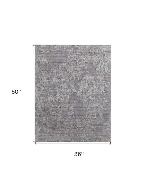 HomeRoots 3' Hand Woven Gray and Ivory Abstract Area Rug – Artisan Crafted for Modern Homes and Cozy Spaces 3' X 5' 566853
