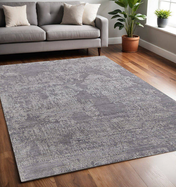 HomeRoots 3' Hand Woven Gray and Ivory Abstract Area Rug – Artisan Crafted for Modern Homes and Cozy Spaces 5' X 8' 566855