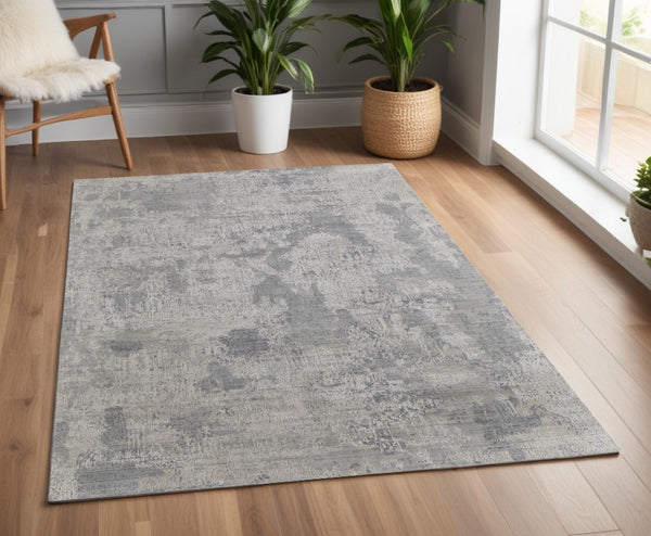 HomeRoots 3' Hand Woven Gray and Ivory Abstract Area Rug – Artisan Crafted for Modern Homes and Cozy Spaces 4' X 6' 566861
