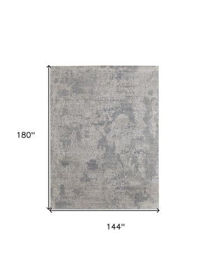 HomeRoots 3' Hand Woven Gray and Ivory Abstract Area Rug – Artisan Crafted for Modern Homes and Cozy Spaces 12' X 15' 566865