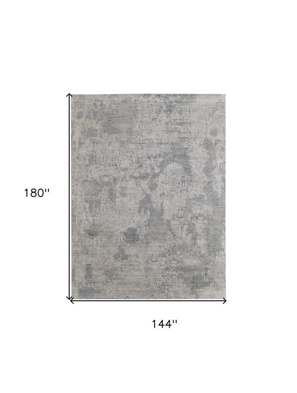 HomeRoots 3' Hand Woven Gray and Ivory Abstract Area Rug – Artisan Crafted for Modern Homes and Cozy Spaces 12' X 15' 566865