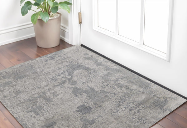 HomeRoots 3' Hand Woven Gray and Ivory Abstract Area Rug – Artisan Crafted for Modern Homes and Cozy Spaces 2' X 3' 566866