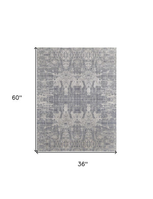 HomeRoots 3' Hand-Woven Gray and Silver Abstract Area Rug – Durable, Artisan-Crafted, Modern Elegance for Any Space 3' X 5' 566867