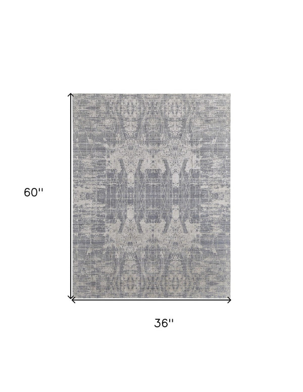 HomeRoots 3' Hand-Woven Gray and Silver Abstract Area Rug – Durable, Artisan-Crafted, Modern Elegance for Any Space 3' X 5' 566867