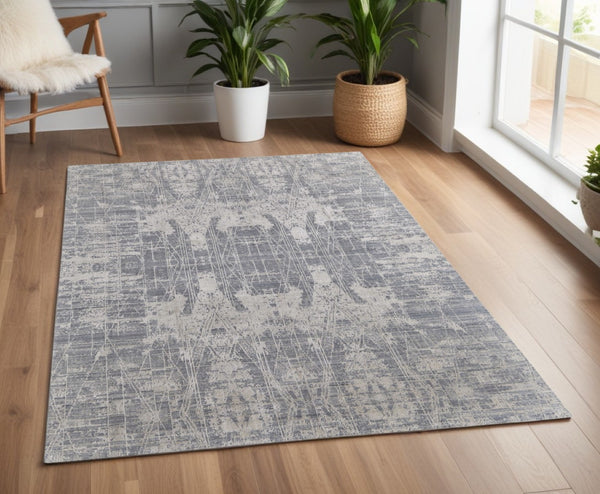 HomeRoots 3' Hand-Woven Gray and Silver Abstract Area Rug – Durable, Artisan-Crafted, Modern Elegance for Any Space 4' X 6' 566868