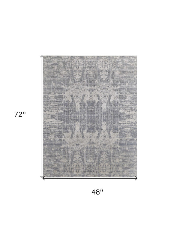 HomeRoots 3' Hand-Woven Gray and Silver Abstract Area Rug – Durable, Artisan-Crafted, Modern Elegance for Any Space 4' X 6' 566868
