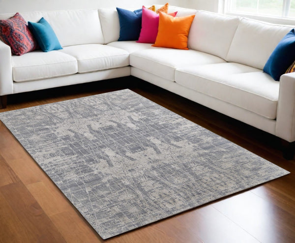 HomeRoots 3' Hand-Woven Gray and Silver Abstract Area Rug – Durable, Artisan-Crafted, Modern Elegance for Any Space 5' X 8' 566869