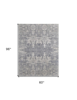 HomeRoots 3' Hand-Woven Gray and Silver Abstract Area Rug – Durable, Artisan-Crafted, Modern Elegance for Any Space 5' X 8' 566869