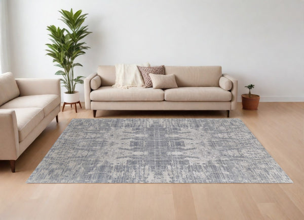 HomeRoots 3' Hand-Woven Gray and Silver Abstract Area Rug – Durable, Artisan-Crafted, Modern Elegance for Any Space 8' X 10' 566870