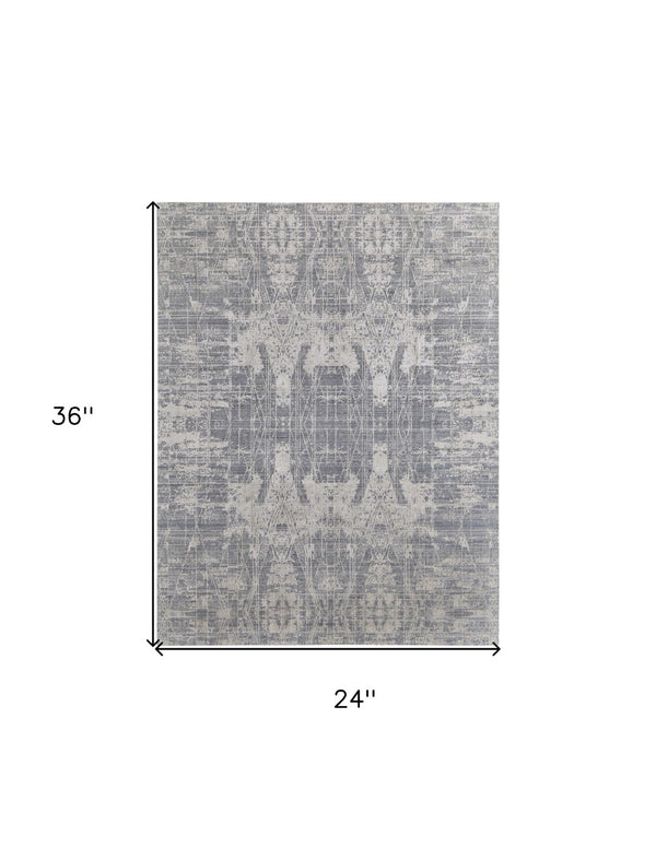 HomeRoots 3' Hand-Woven Gray and Silver Abstract Area Rug – Durable, Artisan-Crafted, Modern Elegance for Any Space 2' X 3' 566874