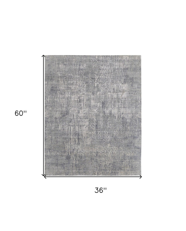 HomeRoots 3' Gray and Silver Abstract Area Rug - Hand-Woven, Contemporary Design for Modern Living Spaces 3' X 5' 566875