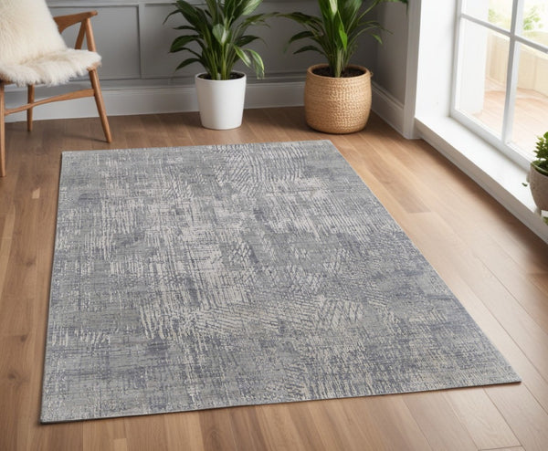 HomeRoots 3' Gray and Silver Abstract Area Rug - Hand-Woven, Contemporary Design for Modern Living Spaces 4' X 6' 566876
