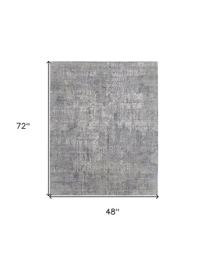 HomeRoots 3' Gray and Silver Abstract Area Rug - Hand-Woven, Contemporary Design for Modern Living Spaces 4' X 6' 566876