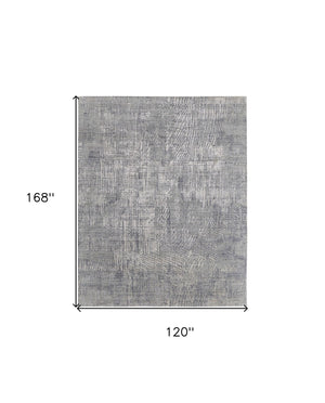 HomeRoots 3' Gray and Silver Abstract Area Rug - Hand-Woven, Contemporary Design for Modern Living Spaces 10' X 14' 566880