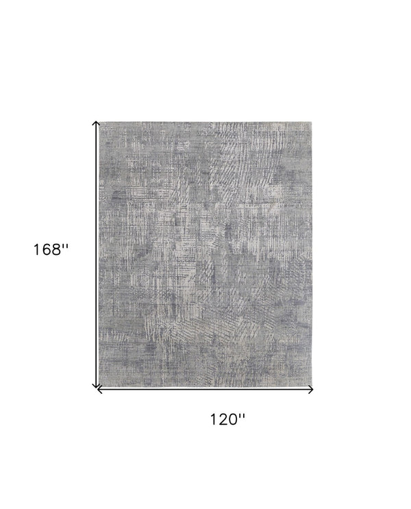 HomeRoots 3' Gray and Silver Abstract Area Rug - Hand-Woven, Contemporary Design for Modern Living Spaces 10' X 14' 566880