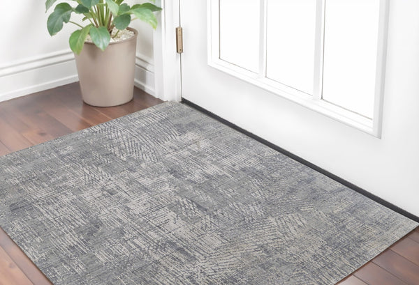 HomeRoots 3' Gray and Silver Abstract Area Rug - Hand-Woven, Contemporary Design for Modern Living Spaces 2' X 3' 566882