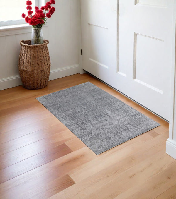 HomeRoots 3' Gray and Silver Abstract Hand-Woven Area Rug - Contemporary Elegance for Your Living Space 3' X 5' 566883
