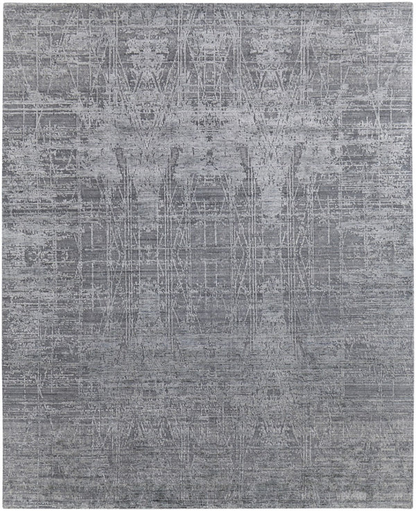 HomeRoots 3' Gray and Silver Abstract Hand-Woven Area Rug - Contemporary Elegance for Your Living Space 5' X 8' 566885