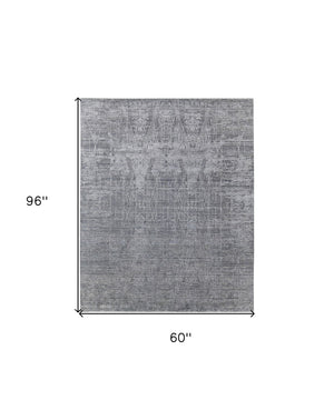 HomeRoots 3' Gray and Silver Abstract Hand-Woven Area Rug - Contemporary Elegance for Your Living Space 5' X 8' 566885