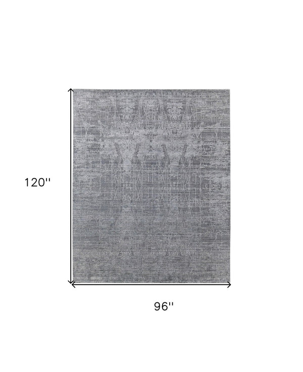 HomeRoots 3' Gray and Silver Abstract Hand-Woven Area Rug - Contemporary Elegance for Your Living Space 8' X 10' 566886