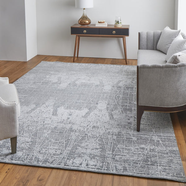 HomeRoots 3' Gray and Silver Abstract Hand-Woven Area Rug - Contemporary Elegance for Your Living Space 9' X 12' 566887