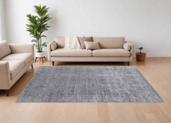 HomeRoots 3' Gray and Silver Abstract Hand-Woven Area Rug - Contemporary Elegance for Your Living Space 9' X 12' 566887