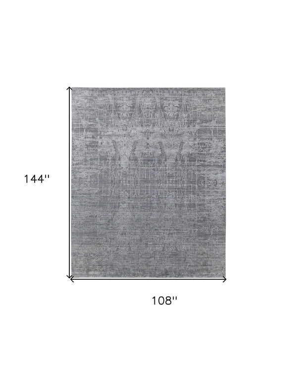 HomeRoots 3' Gray and Silver Abstract Hand-Woven Area Rug - Contemporary Elegance for Your Living Space 9' X 12' 566887