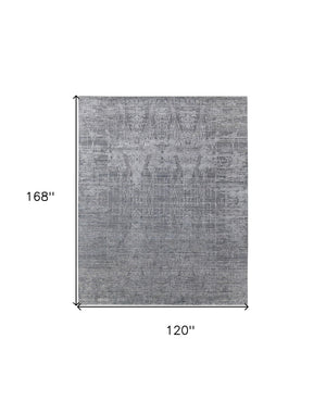 HomeRoots 3' Gray and Silver Abstract Hand-Woven Area Rug - Contemporary Elegance for Your Living Space 10' X 14' 566888