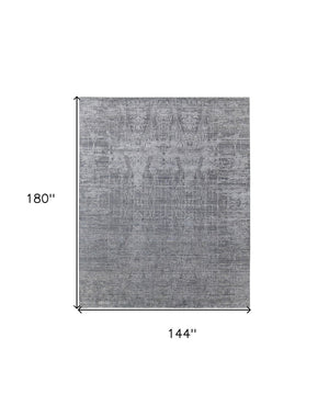 HomeRoots 3' Gray and Silver Abstract Hand-Woven Area Rug - Contemporary Elegance for Your Living Space 12' X 15' 566889