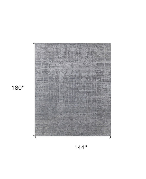 HomeRoots 3' Gray and Silver Abstract Hand-Woven Area Rug - Contemporary Elegance for Your Living Space 12' X 15' 566889