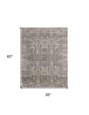 HomeRoots 3' Gray and Silver Abstract Hand-Woven Area Rug - Contemporary Elegance for Your Living Space 3' X 5' 566891