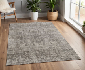HomeRoots 3' Gray and Silver Abstract Hand-Woven Area Rug - Contemporary Elegance for Your Living Space 4' X 6' 566892