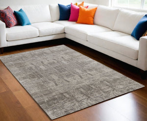 HomeRoots 3' Gray and Silver Abstract Hand-Woven Area Rug - Contemporary Elegance for Your Living Space 5' X 8' 566893
