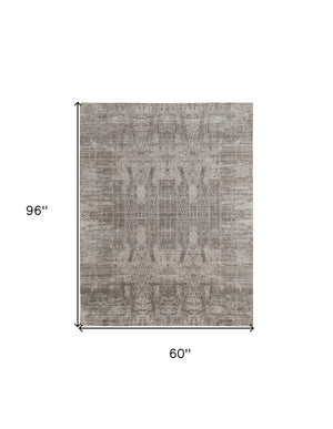 HomeRoots 3' Gray and Silver Abstract Hand-Woven Area Rug - Contemporary Elegance for Your Living Space 5' X 8' 566893