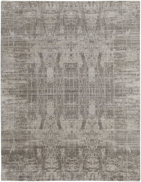 HomeRoots 3' Gray and Silver Abstract Hand-Woven Area Rug - Contemporary Elegance for Your Living Space 5' X 8' 566893