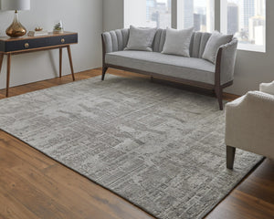 HomeRoots 3' Gray and Silver Abstract Hand-Woven Area Rug - Contemporary Elegance for Your Living Space 10' X 14' 566896