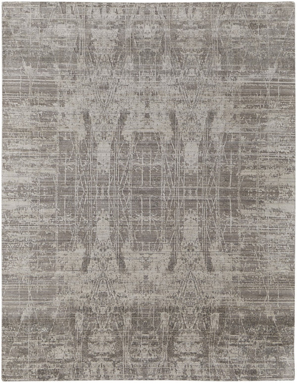 HomeRoots 3' Gray and Silver Abstract Hand-Woven Area Rug - Contemporary Elegance for Your Living Space 10' X 14' 566896