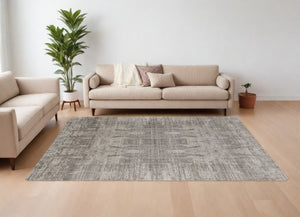 HomeRoots 3' Gray and Silver Abstract Hand-Woven Area Rug - Contemporary Elegance for Your Living Space 10' X 14' 566896
