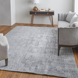 Homeroots 3' X 5' Light Blue And Silver Abstract Hand Woven Worn Faded Area Rug Blue Wool Blend 566898