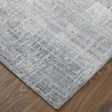 Homeroots 3' X 5' Light Blue And Silver Abstract Hand Woven Worn Faded Area Rug Blue Wool Blend 566898