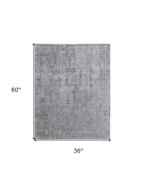 HomeRoots 3' Light Blue and Silver Abstract Area Rug - Hand-Woven Artistry for Modern Home Elegance 3' X 5' 566898