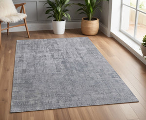 HomeRoots 3' Light Blue and Silver Abstract Area Rug - Hand-Woven Artistry for Modern Home Elegance 4' X 6' 566899