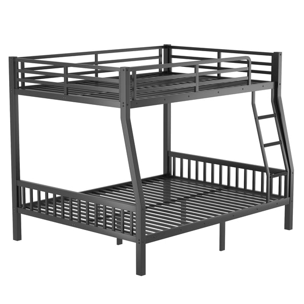 English Elm Full Xl Over Queen Metal Bunk Bed With Safety Guardrail & Ladder For Space-Saving Living Solutions W2580S00011