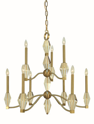 Framburg 9-light Brushed Brass Vivian Dining Chandelier - Handcrafted Elegance With Stunning Crystal Accents Brushed Brass Metal 5669 Br