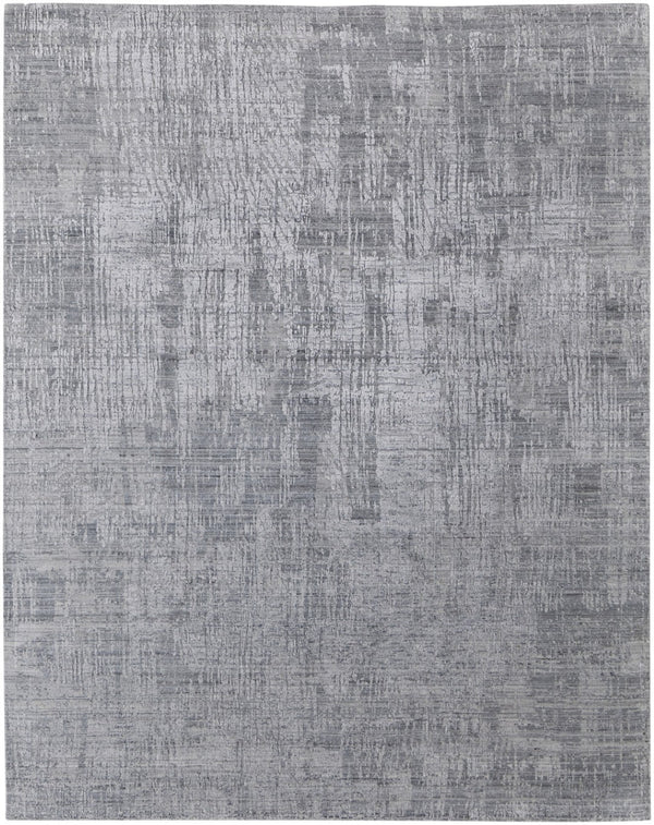 HomeRoots 3' Light Blue and Silver Abstract Area Rug - Hand-Woven Artistry for Modern Home Elegance 5' X 8' 566900