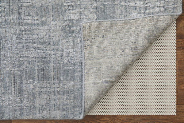 HomeRoots 3' Light Blue and Silver Abstract Area Rug - Hand-Woven Artistry for Modern Home Elegance 8' X 10' 566901