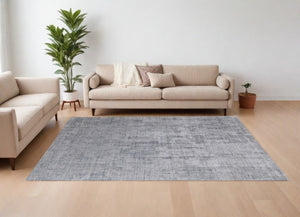 HomeRoots 3' Light Blue and Silver Abstract Area Rug - Hand-Woven Artistry for Modern Home Elegance 8' X 10' 566901
