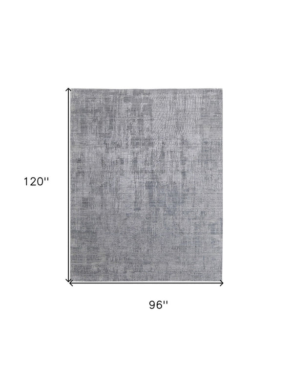 HomeRoots 3' Light Blue and Silver Abstract Area Rug - Hand-Woven Artistry for Modern Home Elegance 8' X 10' 566901